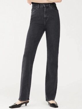 DL1961 Women 25 Washed Black Denim High Rise Ella Straight Leg Jeans NWOT
